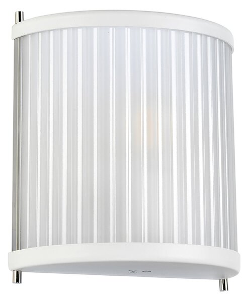 Applique Contemporanea Corona Acciaio Bianco Satinato Vetro Nichel 1 Luce E27