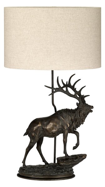 Lampada Da Scrivania Angus Materie Plastiche Bronzo Patinato Tessuto 1 Luce E27