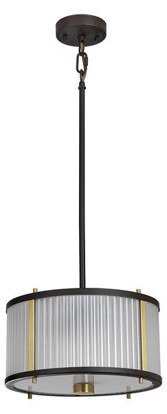 Lampadario Corona Acciaio Bronzo E Vetro Ottone Antico 2 Luci E27