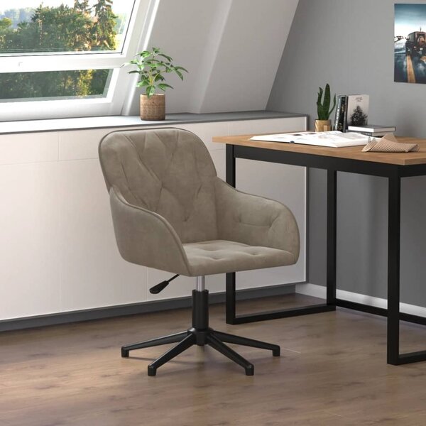 The Living Store sedia da ufficio girevole in velluto grigio chiaro