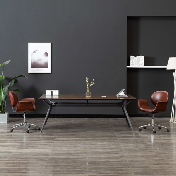 The Living Store Sedia da ufficio girevole in Pelle finta marrone
