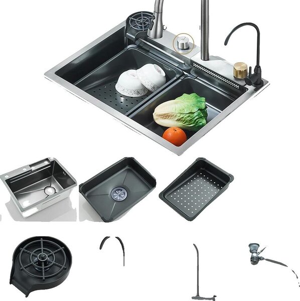 Lavello da cucina, vasca singola, acciaio inox, 60x45 A2