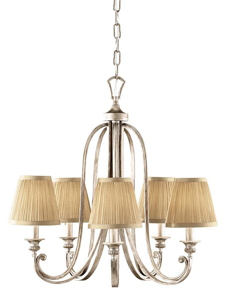 Lampadario Contemporaneo Abbey Acciaio Sabbia Argentata 5 Luci E14