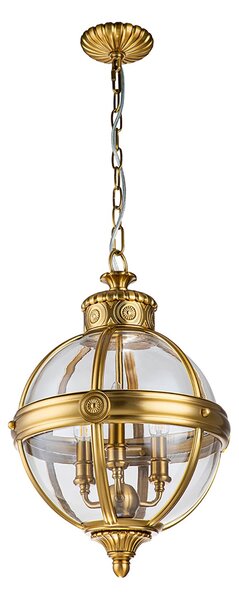 Lampadario Industrial Nordico Adams Acciaio Ottone Spazzolato Vetro 3 Luci E14