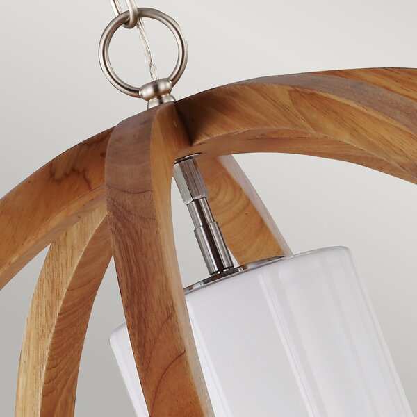 Sospensione Industrial Nordica Allier Legno Acciaio 1 Luce E27 D66Cm