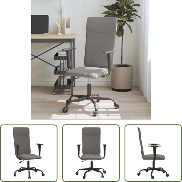 The Living Store Sedia da ufficio regolabile in altezza in tessuto grigio scuro