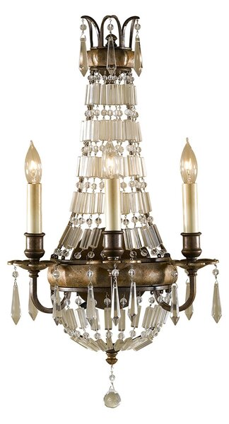 Applique Contemporanea Bellini Acciaio Bronzo Ossidato Cristallo 3 Luci E14