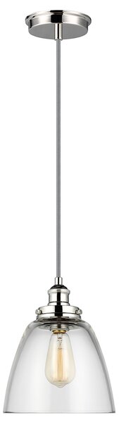 Sospensione Contemporanea Baskin Vetro Nichel Lucido 1 Luce E27 D22,8Cm