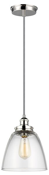 Sospensione Contemporanea Baskin Vetro Nichel Lucido 1 Luce E27 D22,8Cm