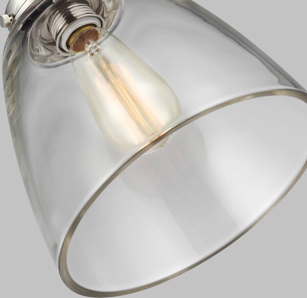 Sospensione Contemporanea Baskin Vetro Nichel Lucido 1 Luce E27 D22,8Cm