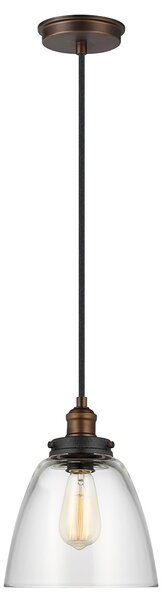 Sospensione Baskin Vetro Ottone Antico Verniciato Zinco 1 Luce E27 D22,8Cm
