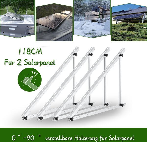2 coppie di supporti per pannelli solari 118cm tetto piatto per pannelli solari montaggi 46 pollici