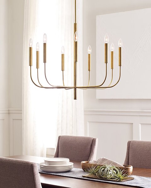 Lampadario Classico Brianna Acciaio Ottone Brunito 9 Luci E14