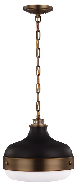 Lampadario Contemporaneo Cadence Acciaio Ottone Antico Vetro Nero 2 Luci E27