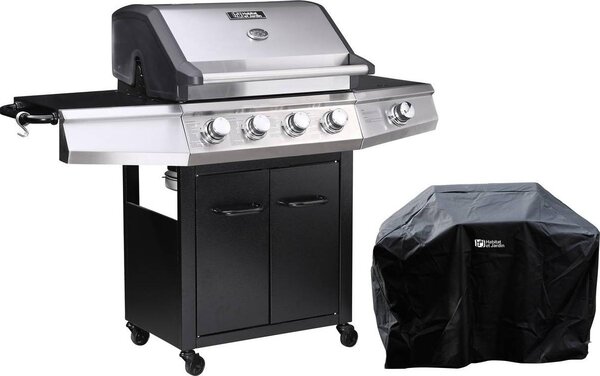 Barbecue a gas "Bingo 5" - 5 piastre di cui 1 laterale - 15.2kW + Fodera di protezione -Nero