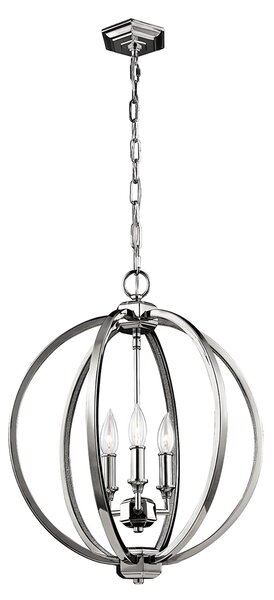 Lampadario Classico Corinne Acciaio Nichel Lucido 3 Luci E14 D43,2Cm