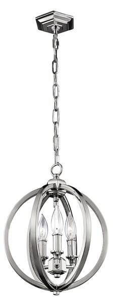 Lampadario Classico Corinne Acciaio Nichel Lucido 3 Luci E14 D28,6 Cm