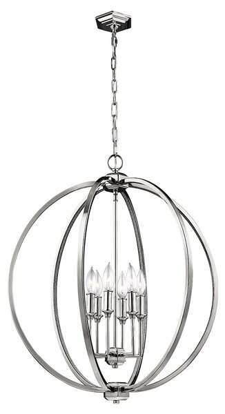 Lampadario Classico Corinne Acciaio Nichel Lucido 6 Luci E14