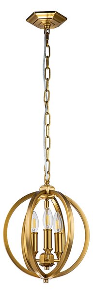 Lampadario Classico Corinne Acciaio Ottone Brunito 3 Luci E14 D28,6Cm