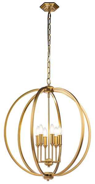 Lampadario Classico Corinne Acciaio Ottone Brunito 6 Luci E14