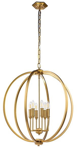 Lampadario Classico Corinne Acciaio Ottone Brunito 6 Luci E14