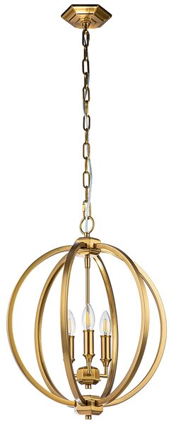 Lampadario Classico Corinne Acciaio Ottone Brunito 3 Luci E14 D43,2Cm