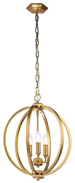 Lampadario Classico Corinne Acciaio Ottone Brunito 3 Luci E14 D43,2Cm