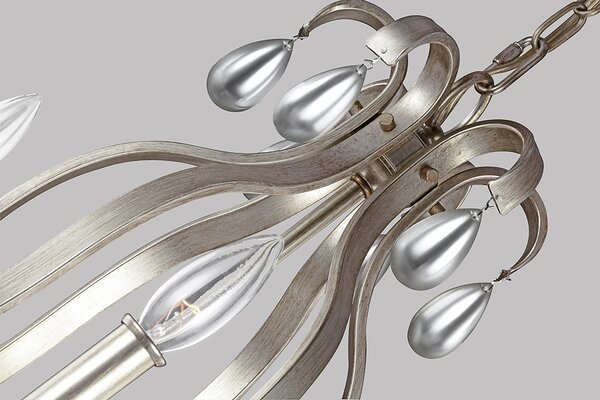 Lampadario Classico Dewitt Acciaio Argento Sunrise 9 Luci E14