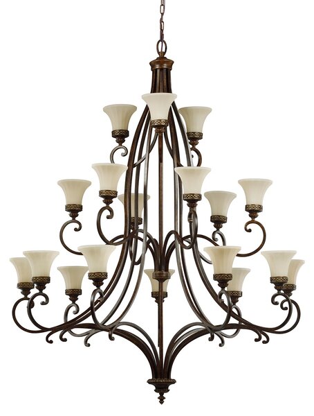 Lampadario Contemporaneo Drawing Room Acciaio Noce Vetro 18 Luci E27