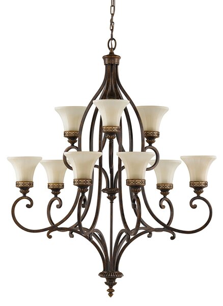 Lampadario Contemporaneo Drawing Room Acciaio Noce Vetro 9 Luci E27