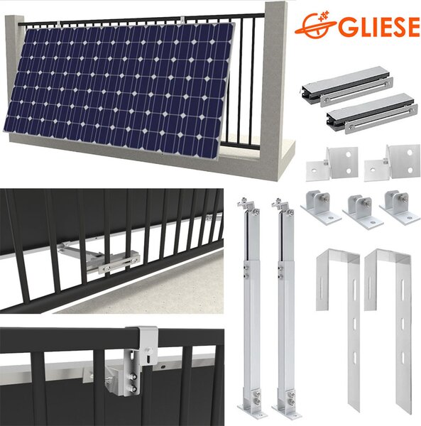 Centrale elettrica da balcone Ganci per pannelli solari Supporto per pannelli solari Ganci quadrati per pannelli solari Zona balcone Gancio per pannelli solari senza foratura