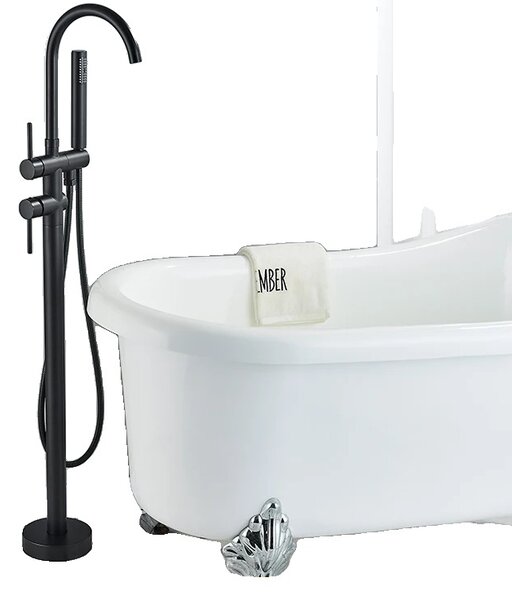 Miscelatore per bagno, bocca girevole a 360°, doccetta in ABS, nero opaco A