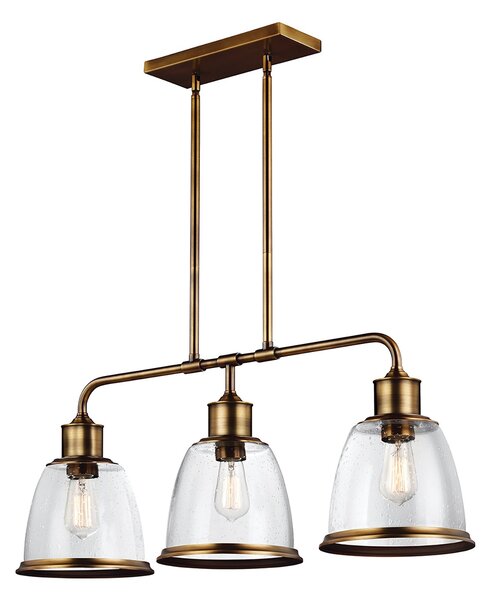 Lampadario Contemporaneo Hobson Acciaio Ottone Antico 3 Luci E27