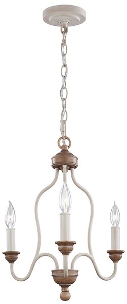 Lampadario Classico Hartsville Acciaio Gesso Legno Marrone 3 Luci E14