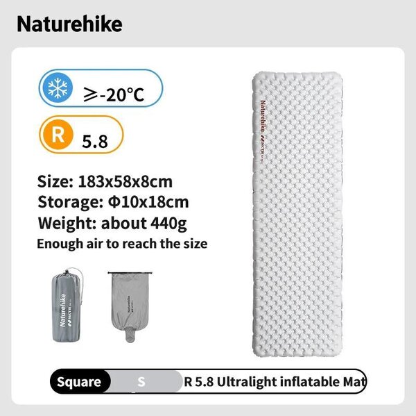Materasso ad aria, ultraleggero, portatile, R5.8Square-S
