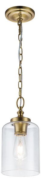 Sospensione Contemporanea Hounslow Acciaio Ottone Brunito Vetro 1 Luce E27