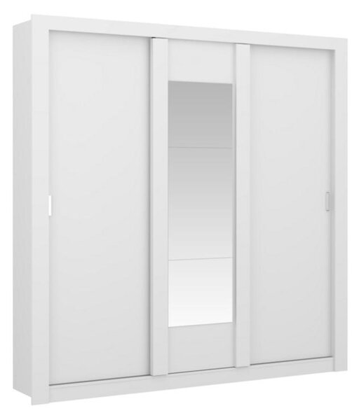 Armadio con specchio 3 ante scorrevoli L220 cm Bianco - ROXANE