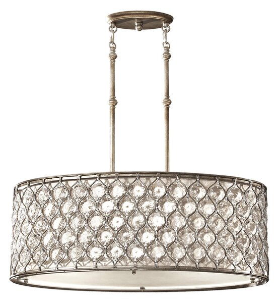 Lampadario Contemporaneo Lucia Acciaio Argento Brunito Cristalli 3 Luci E27