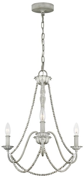 Lampadario Classico Maryville Acciaio Grigio Slavato Legno 3 Luci E14