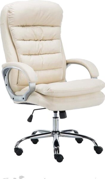 Sedia da ufficio XXL - Sedia da ufficio confortevole, design ergonomico e superficie di apprendimento artificiale di alta qualità. Colore: crema