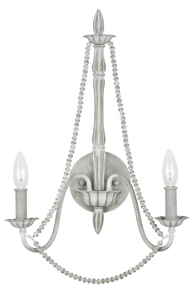 Applique Classica Maryville Acciaio Grigio Slavato Legno 2 Luci E14
