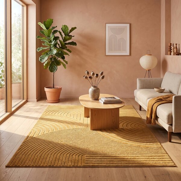 Tappeto giallo ocra 200x290 cm Whirl – ESTE