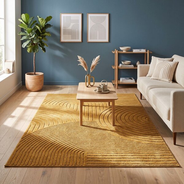 Tappeto giallo ocra 200x290 cm Whirl – ESTE