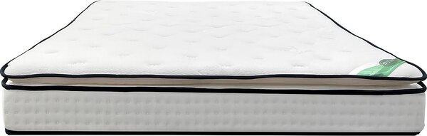 Materasso 180 x 200 cm con molle insacchettate a 7 zone, topper incorporato e rivestimento in bambù spesso 26 cm - MIREZA di NATUREA