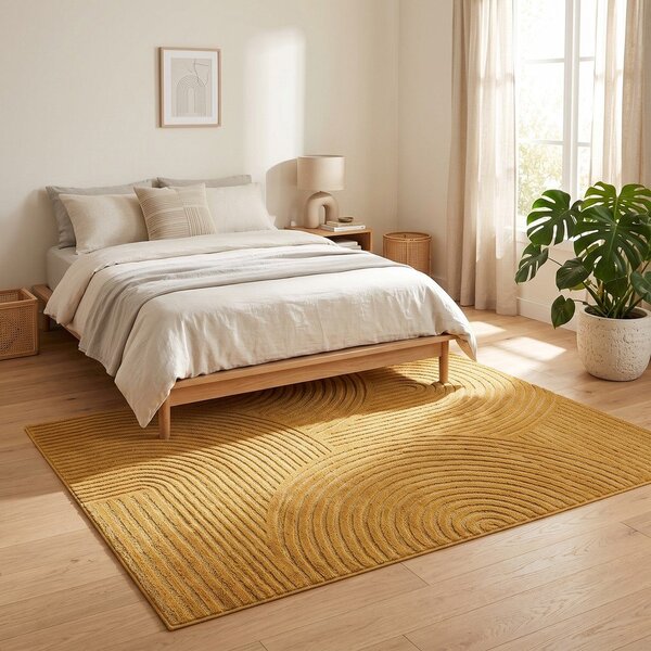 Tappeto giallo ocra 200x290 cm Whirl – ESTE