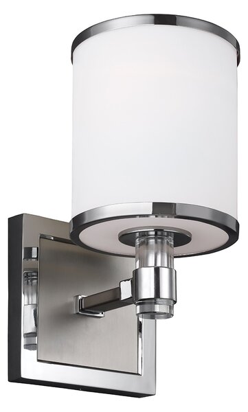 Applique Contemporanea Prospect Park Acciaio Nichel Cromo Vetro 1 Luce E27