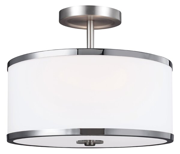 Lampada a Soffitto 2 Luci Rama In Acciaio Nero A Bracci E Sfere In Vetro Opalino