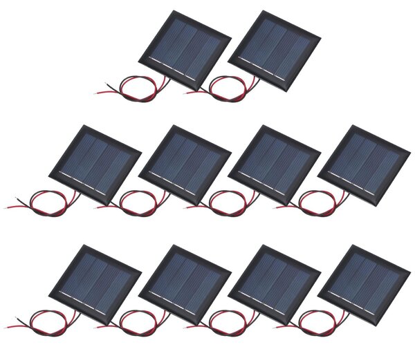 10 pannelli solari in miniatura, 2V, 0,26W, 130mA