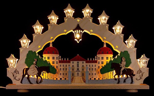 Arco per candele Castello di Moritzburg con illuminazione a LED LxHxP 66x41x6cm NUOVO