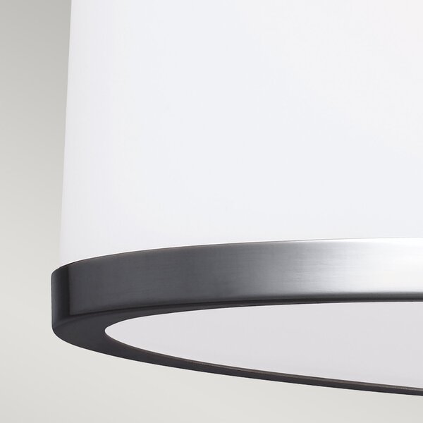 Lampada a Soffitto 2 Luci Rama In Acciaio Nero A Bracci E Sfere In Vetro Opalino